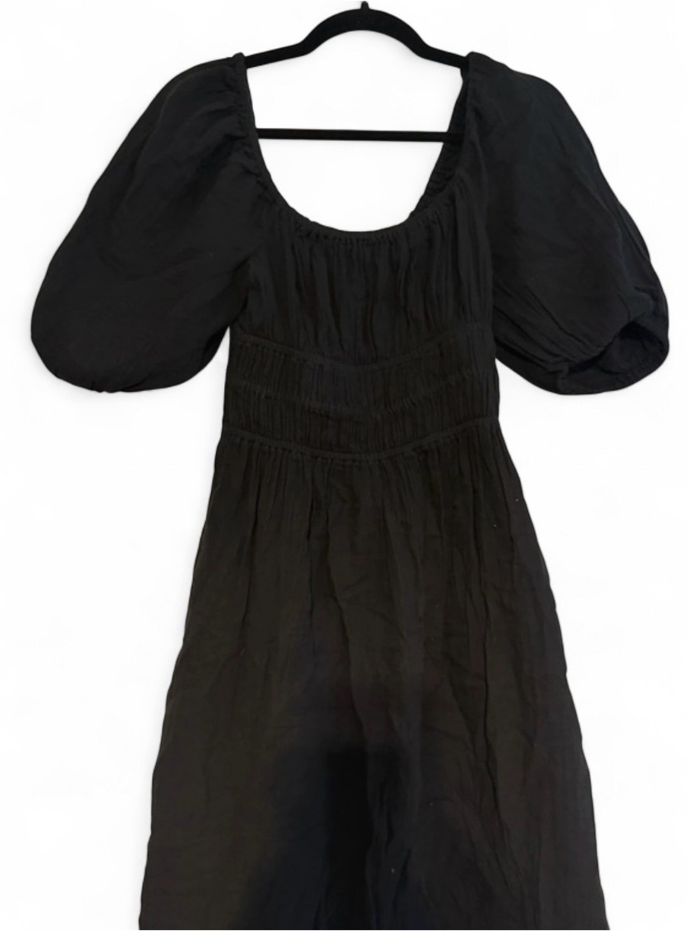 NWT GAP Black Puff Sleeve Midi Dress
